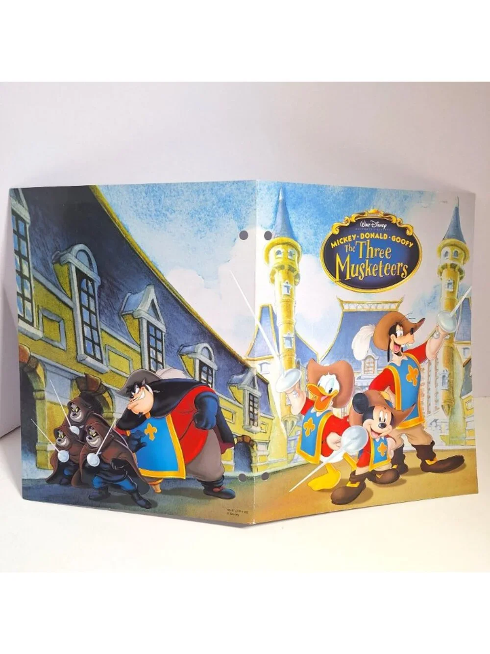 Three Musketeers Pocket Folder Disney Mickey Donald Goofy 3 Hole Vintage